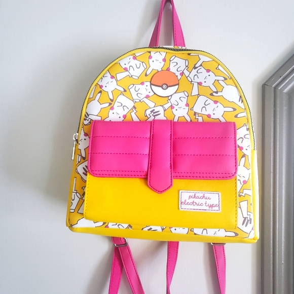 Faux Leather Pokemon Pikachu Mini Backpack - Picture 1 of 3